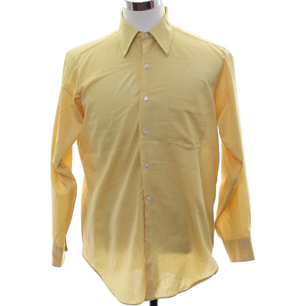 Vintage 1960s Men's Large Gold Yellow Button Down Shirt Arrow Belmont Club